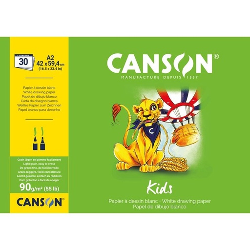 [C400015582] Bloc encolado A2 30H CANSON kids dibujo 90G