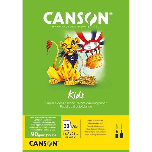 [C400015581] Bloc encolado A5 30H CANSON kids dibujo