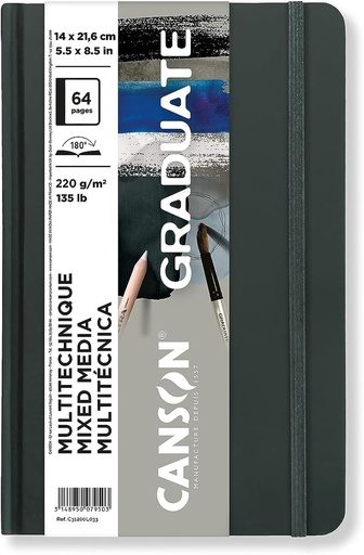 Bloc CANSON graduate mix media 14X21, 6 32H fino 220G gris