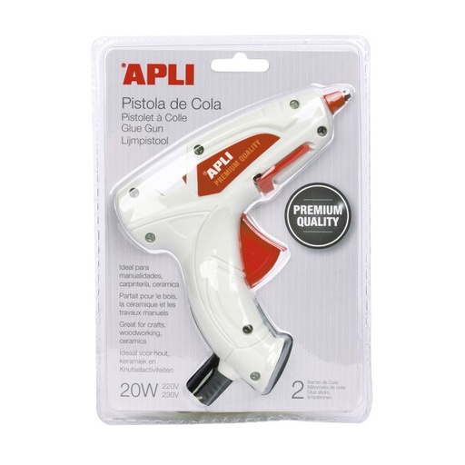 [16668] Pistola silicona apli 20W premium + 2 barras silicona