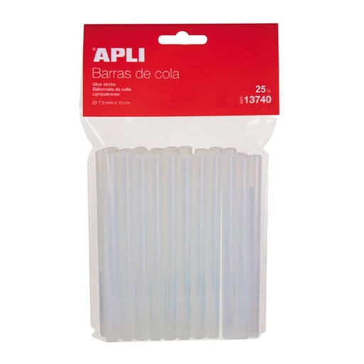 [13740] Barras silicona 7,5MM transparente blister 25UD