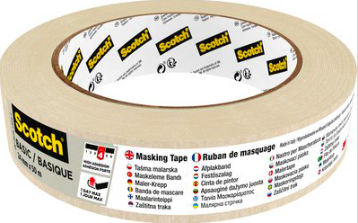 [7100333168] Rollo cinta adhesiva de enmascarar pintor basic 24MM x 50M scotch 7100333168