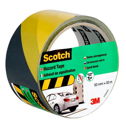 [7100181225] Rollo cinta adhesiva de señalización 4705 negra y amarilla 50MM x 33M scotch 7100191225
