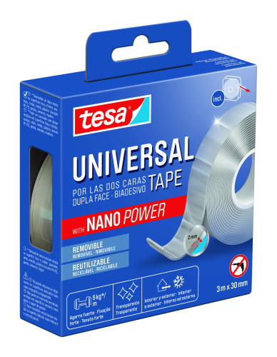 [55810-00002-00] Cinta adhesiva doble cara nano universal power 5KG 3 metros x 30 mm tesa 55810-00002-00