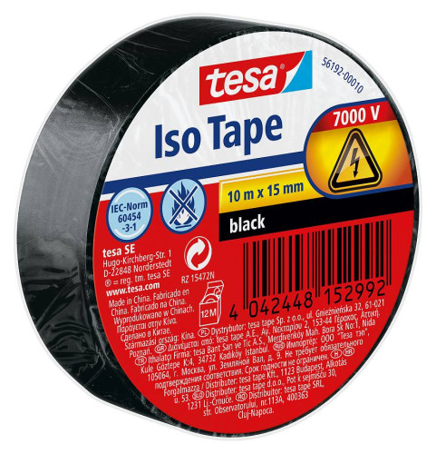 [56192-00010-22] Rollo cinta aislante pvc 15MMX10METROS negra tesa 56192-00010-22