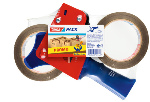 [57455-00001-01] Pack precintadora manual cuerpo plastico y metal + 2 rollos 50MM.X66M. tesa 57455-00001-01