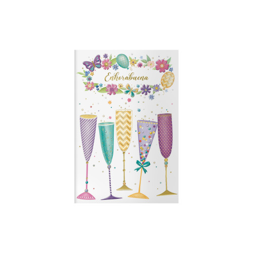 [70071] Tarjetas de felicitación - tamaño 11,5 x 17 cm - modelo copas dohe 70071