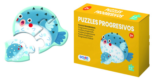 [65000] Caja 4 puzzles progresivos animales - puzzle de 2/3 piezas - a partir de 2 años dohe 65000