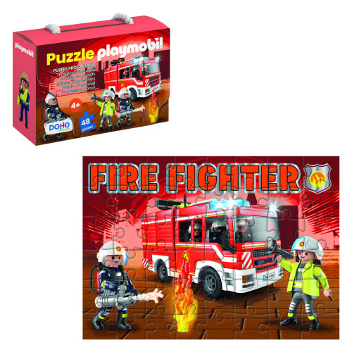 [65013] Caja de puzzle - 48 piezas - playmobil - modelo fire fighter dohe 65013