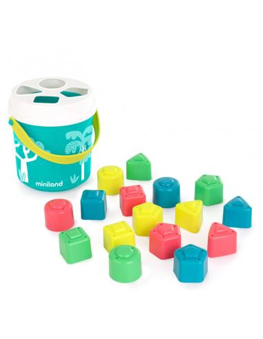 [5005097341] Cubo & formas encajable color turquesa miniland 5005097341