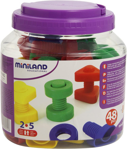[31721] Juego tornillos y tuercas plastico 48 unidades miniland 31721