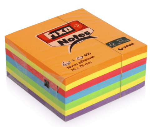 [65005483] Cubo 400 notas adhesivas 76X76MM neon fixo 65005483