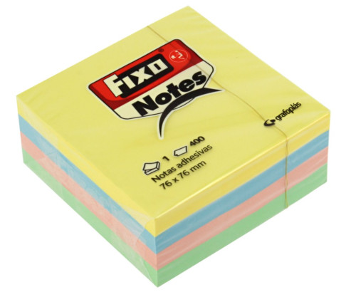 [65005493] Cubo 400 notas adhesivas 76X76MM pastel fixo 65005493