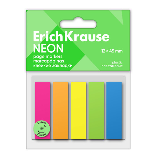 [61558] Blister 125 marcapaginas neon 12X45MM 5 colores erich krause 61558