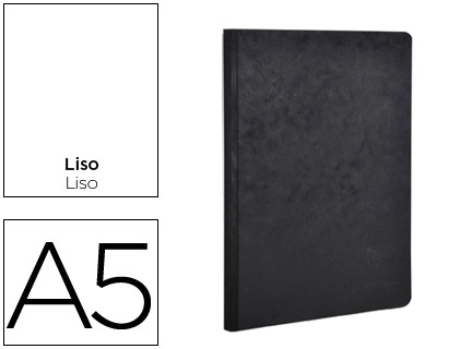 [795401C] Libreta age-bag tapa cartulina lomo cosido liso 96 hojas color negro 148X210 mm
