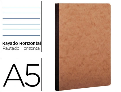 [79546C] Libreta age-bag tapa cartulina lomo cosido rayado horizontal 96 hojas color havana 148X210 mm