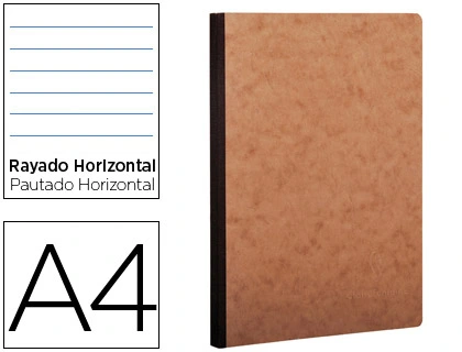 [79146C] Libreta age-bag tapa cartulina lomo cosido rayado horizontal 96 hojas color havana 210X297 mm