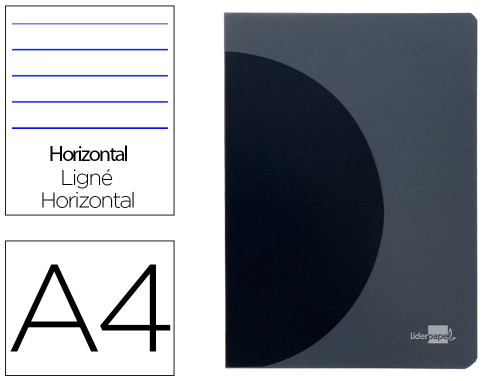 [LF05] Libreta liderpapel 360 tapa de plastico A4 48 hojas 90G/M2 horizontal con doble margen tapa negra