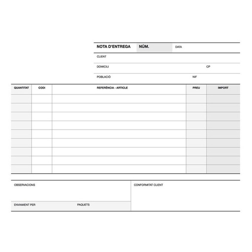 [12699] Talonario entrega 1/4 apaisado duplicado a-49 cat