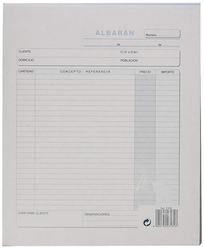 [T-131] Talonario albaranes holadensa triplicado autoc t-131