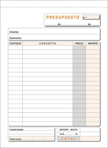 [T-90] Talonario presupuestos 4º t-90 natural duplicado autocopiant