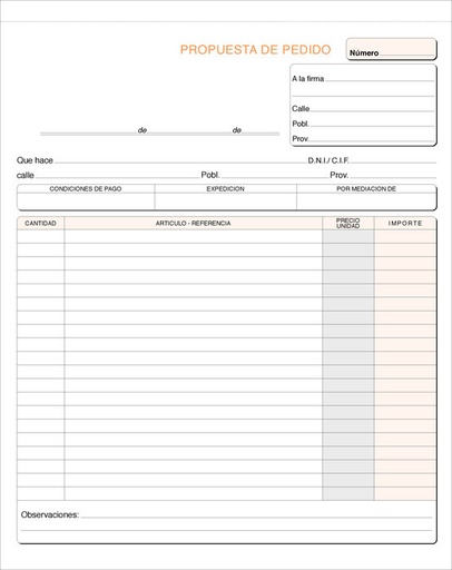 [T-97] Talonario pedidos holandesa t-97 duplicado autocopiante