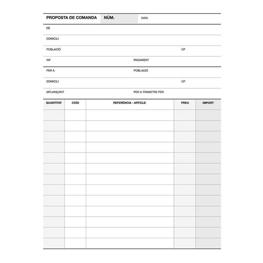 [12714] Talonario pedido 1/4 natural duplicado a-71 cat