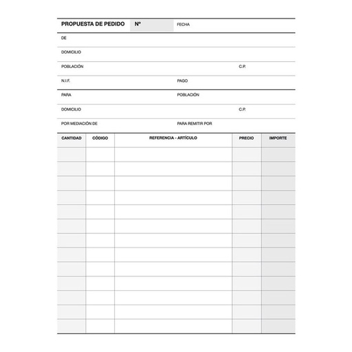 [12710] Talonario pedido 1/4 natural duplicado a-71