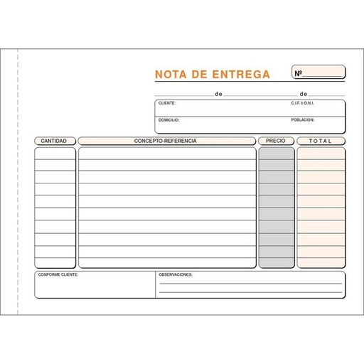 [T-49] Talonario nota de entrega 4º t-49 apaisado duplicado autocop