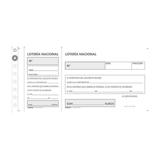 [66384600] Talonario loteria original con matriz 100H 210X100 mm
