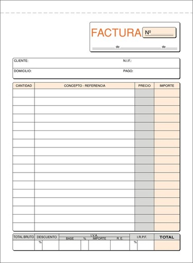 [T-63] Talonario facturas 4º t-63 natural duplicado autocopiante