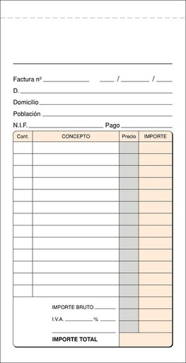 [T-183] Talonario facturas 1/3 f t-183 triplicado autocopiante