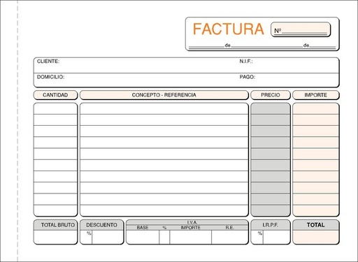 [T-64] Talonario factura 4º t-64 apaisado duplicado autocopiante