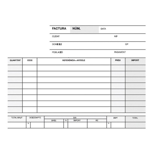 [12942] Talonario factura 1/8 apaisado duplicado a-67 cat
