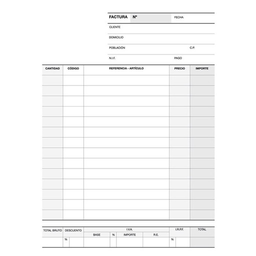 [12702] Talonario factura 1/4 natural triplicado a-65