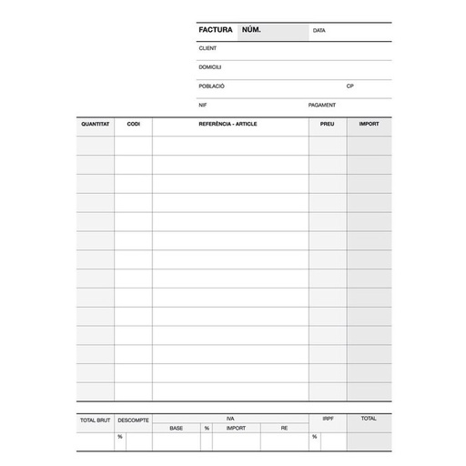 [12707] Talonario factura 1/4 natural duplicado a-63 cat