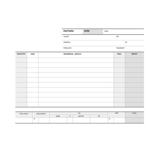 [12941] Talonario factura 1/4 apaisado duplicado a-64 cat