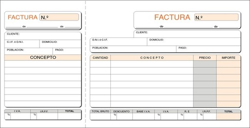 [T-12] Talonario factura 1/3 fº t-12