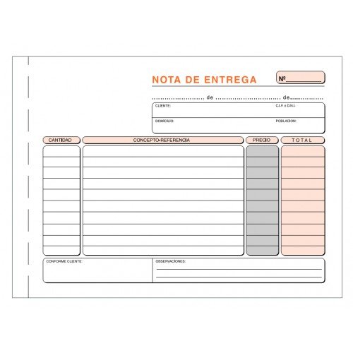 [T26] Talonario entregas 4º apaisado sin copia T26 100 hojas