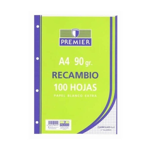 Recambio premier 100H A4 90GR cuadro 4x4 4 taladros