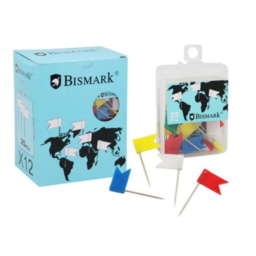 [319711] Aguja señalizacion bismark banderitas colores blister 25UD