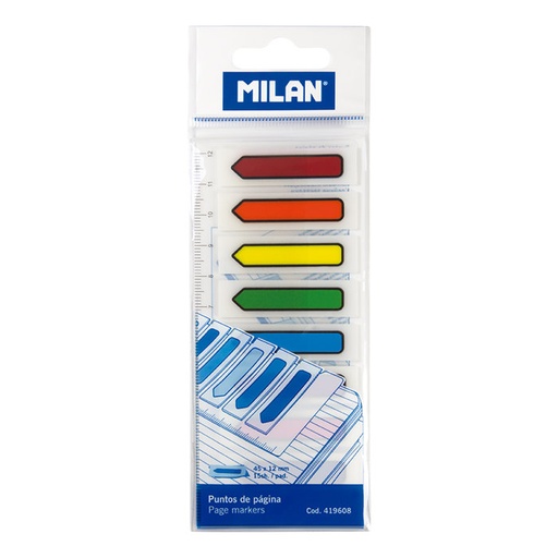 [419608] Banderitas adhesivas milan 45X12 mm 8 colores surtidos