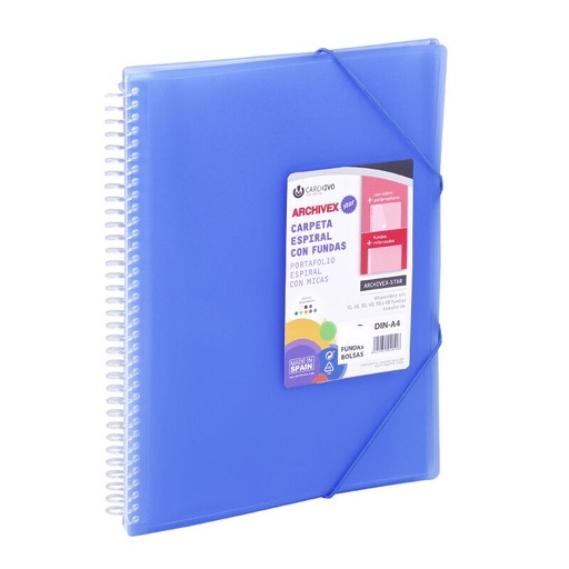 Carpeta archivex-star espiral 60 fundas azul