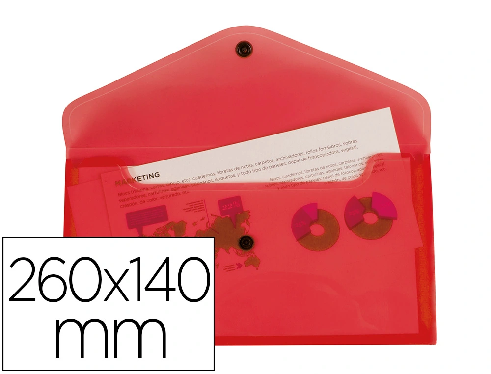 [DS79] Carpeta liderpapel dossier broche polipropileno tamaño sobre americano 260X140 mm rojo translucido
