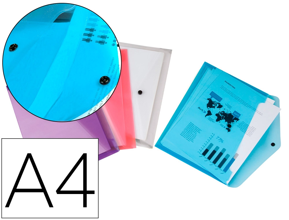 [DS62] Carpeta liderpapel dossier broche polipropileno din A4 pack de 4 colores surtidos