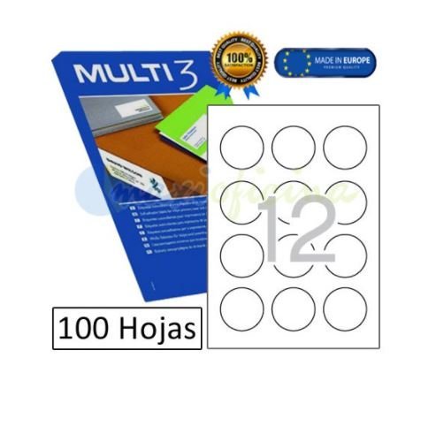 [10489] Etiquetas adhesivas MULTI3 10489 ø60 caja 100 hojas