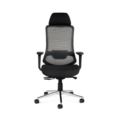 [933-4] Silla rocada direccion premium 24 horas con brazos ajustables respaldo de malla y asiento en tela negro
