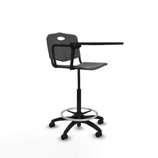 [T26GII600B1301RP] Taburete robledo giratorio plástico gris oscuro brazo con pala diestros base poliamida ruedas engomadas 50MM