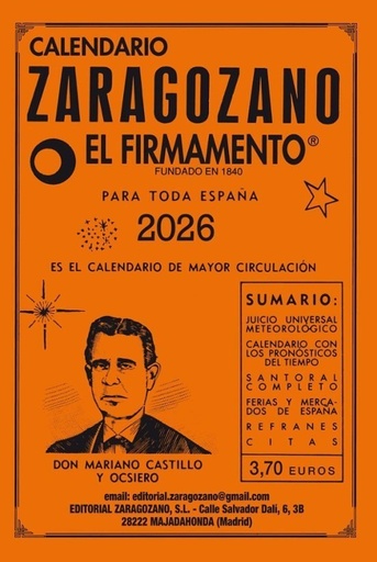 [978-84-125721-8-6] CALENDARIO ZARAGOZANO 2026. (NARANJA) PEQUEÑO
