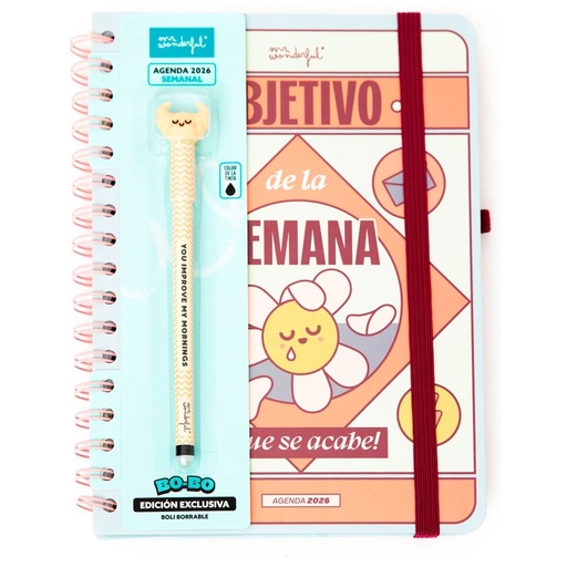 [2501021024W0ESP] Agenda wonder 2026 semanal objetivo semana + boligrafo rega